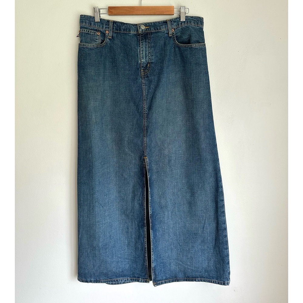 Ralph Lauren • Slit Denim Midi Skirt - Picture 2 of 6